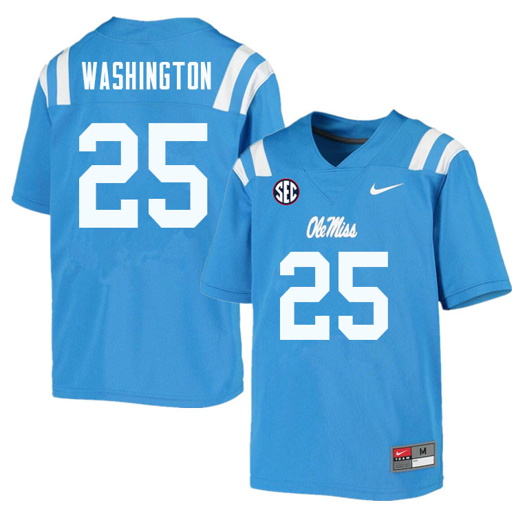 Trey Washington Ole Miss Rebels NCAA Men's Powder Blue #25 Stitched Limited College Football Jersey UJK5158KL